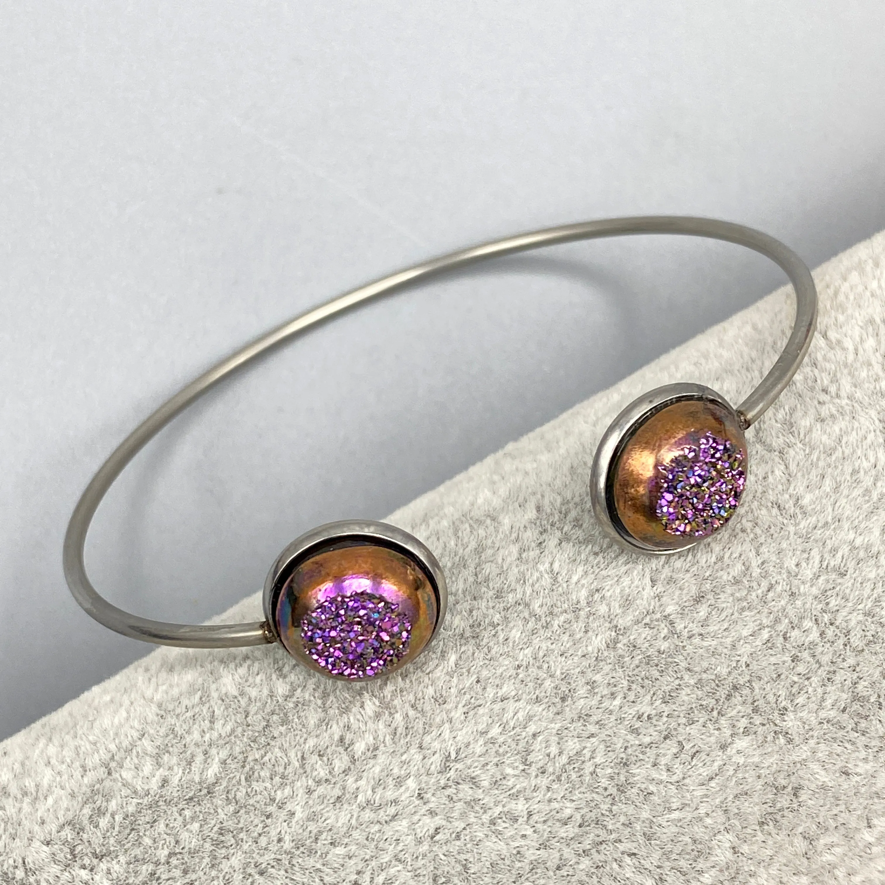 Druzy gemstone Bangle Bracelet