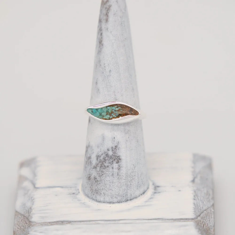 Dune Jewelry Ocean Current .925 Sterling Silver Ring - Turquoise & Blue Ridge Mountain Elements - Made in the USA