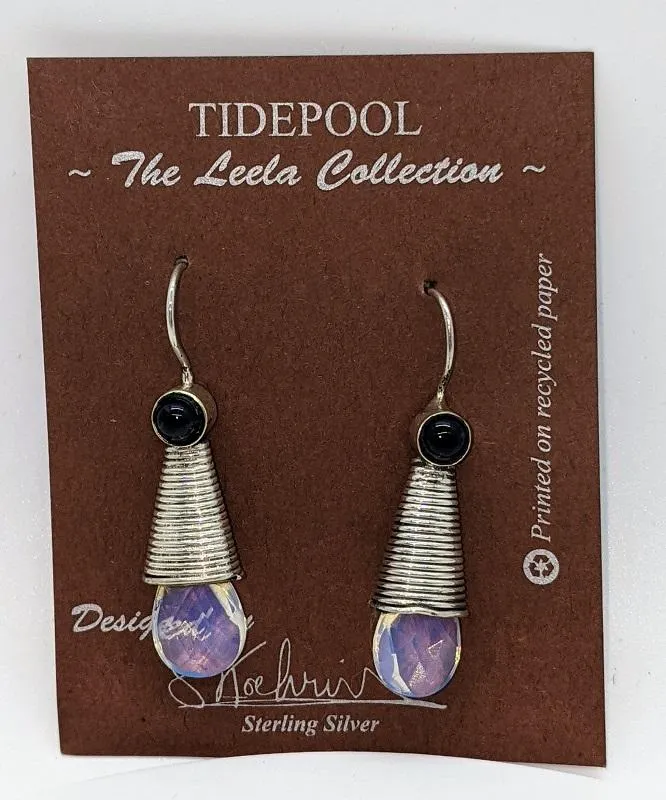 Earrings, Opalilte Glass Drop