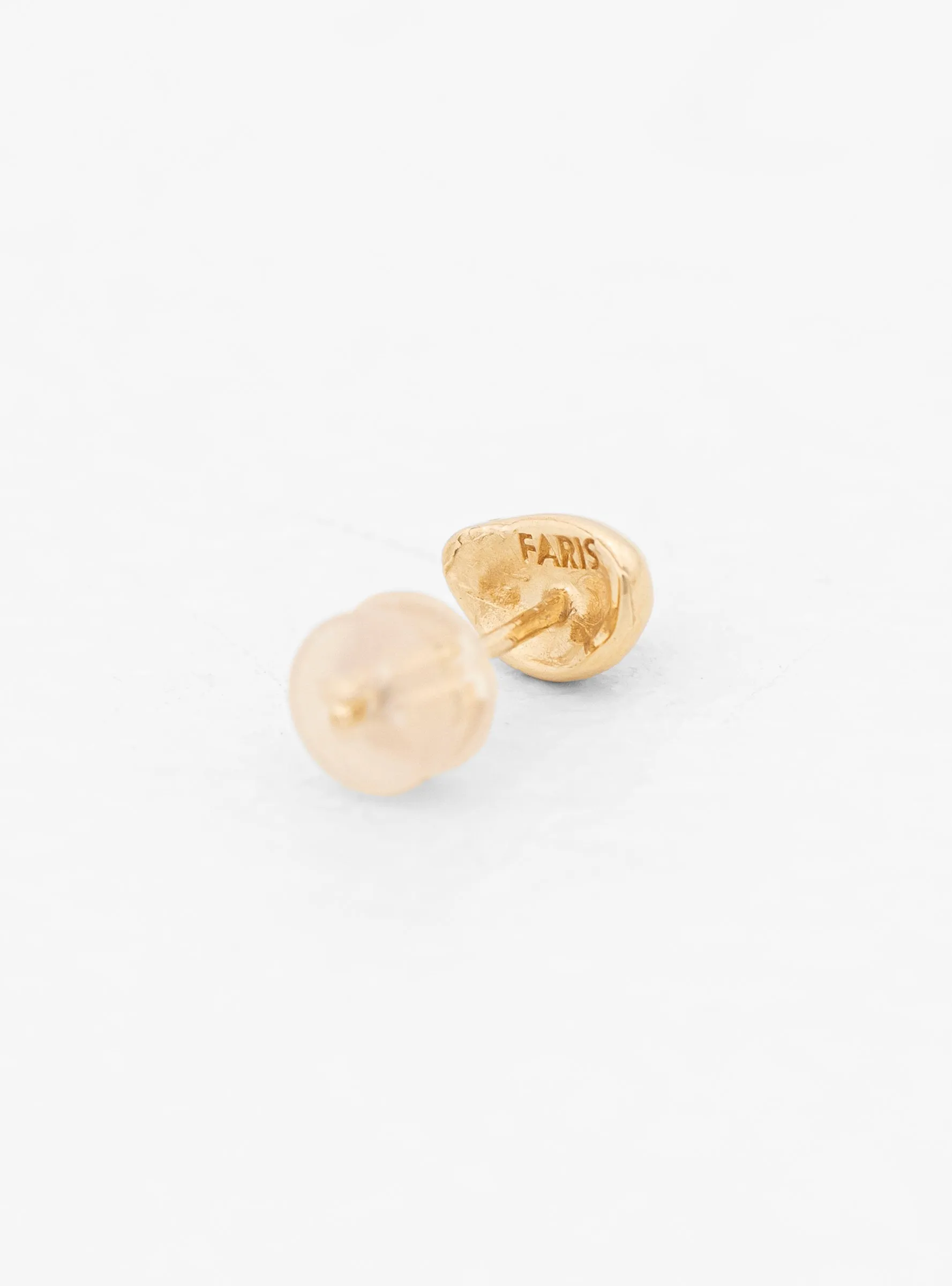 Egg Garnet Gem 14K Gold Stud Earring