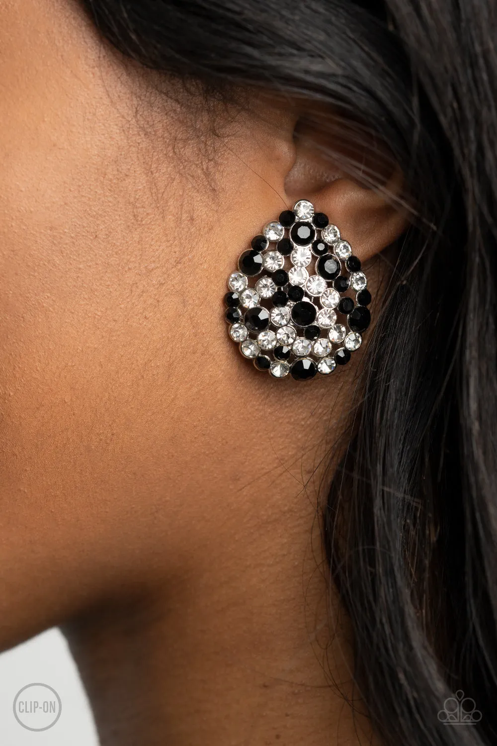 Elite League Black Clip-On-Earrings