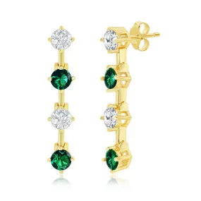 Emerald CZ Row Earrings