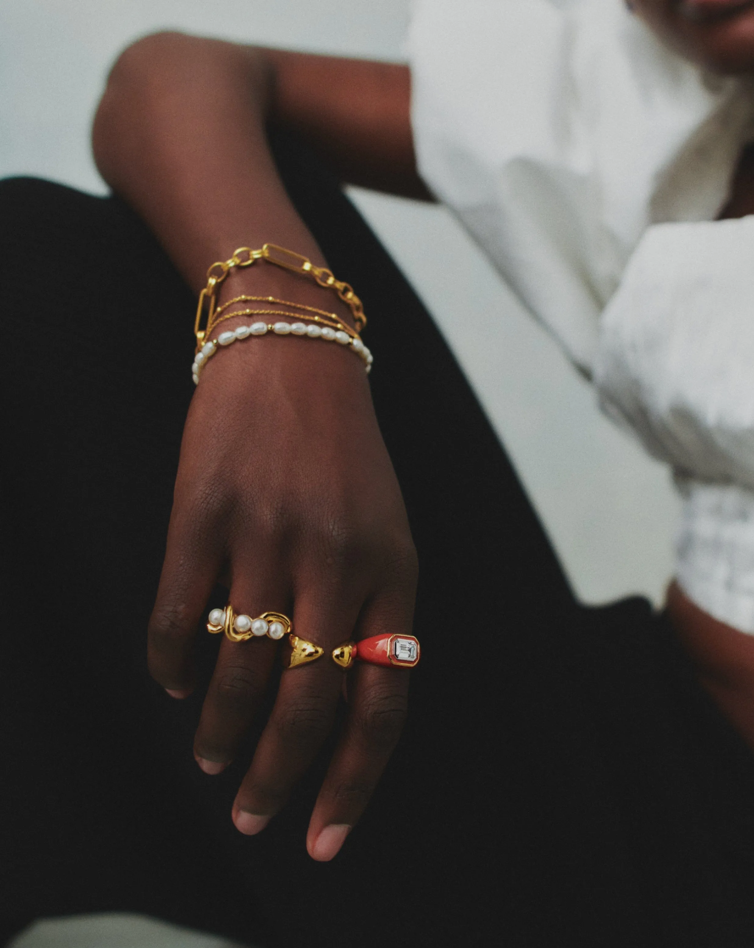 Enamel & Stone Dome Statement Ring