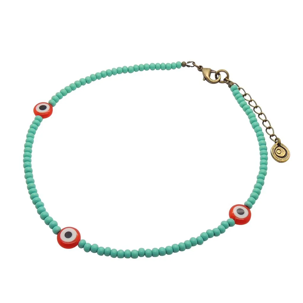 Evil Eye Charm Glass Bead Choker