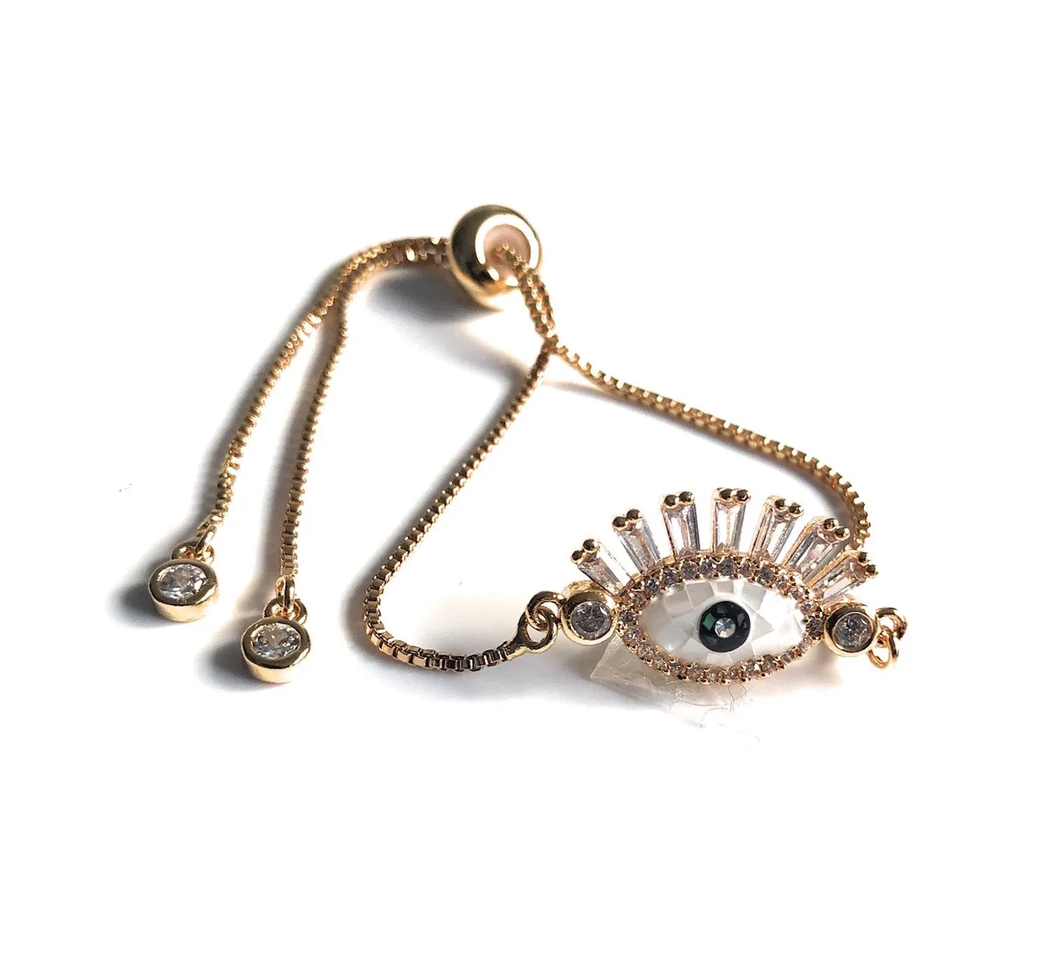 Evil Eye Gold Chain Bolo Bracelet