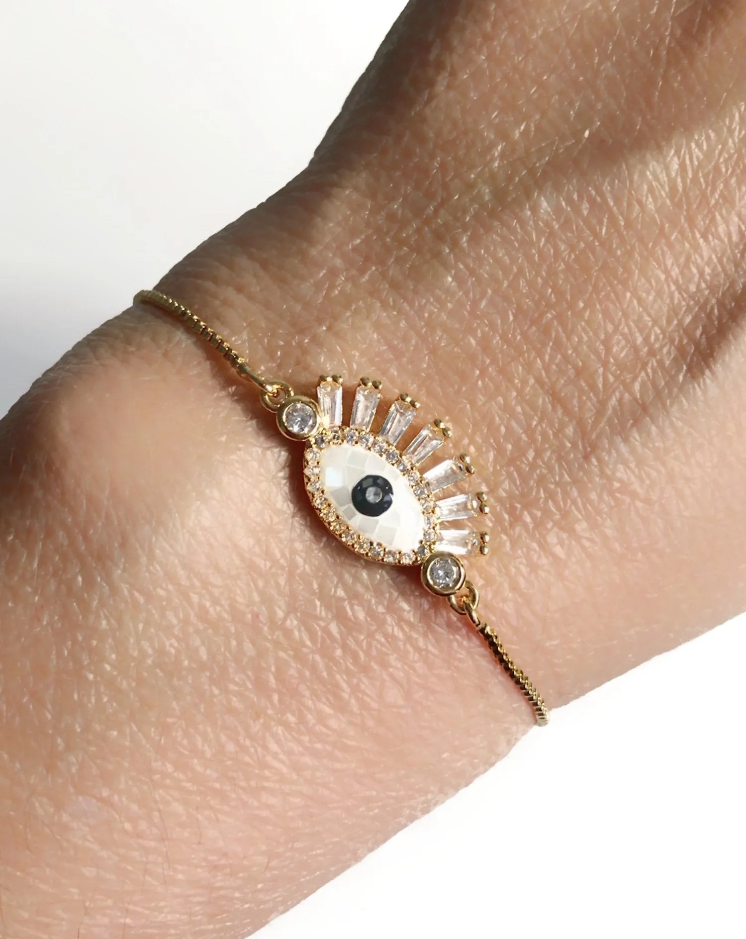 Evil Eye Gold Chain Bolo Bracelet