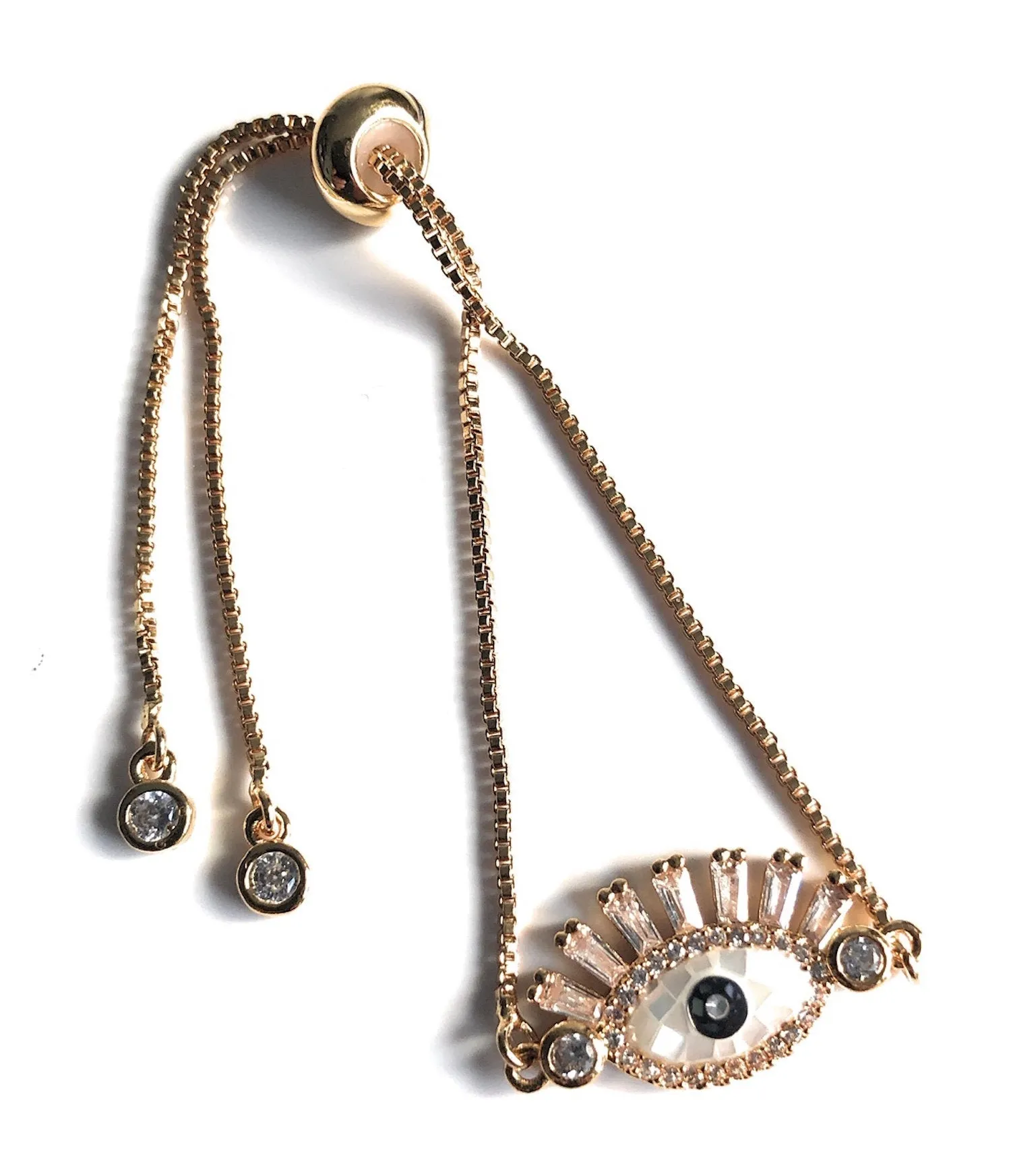 Evil Eye Gold Chain Bolo Bracelet