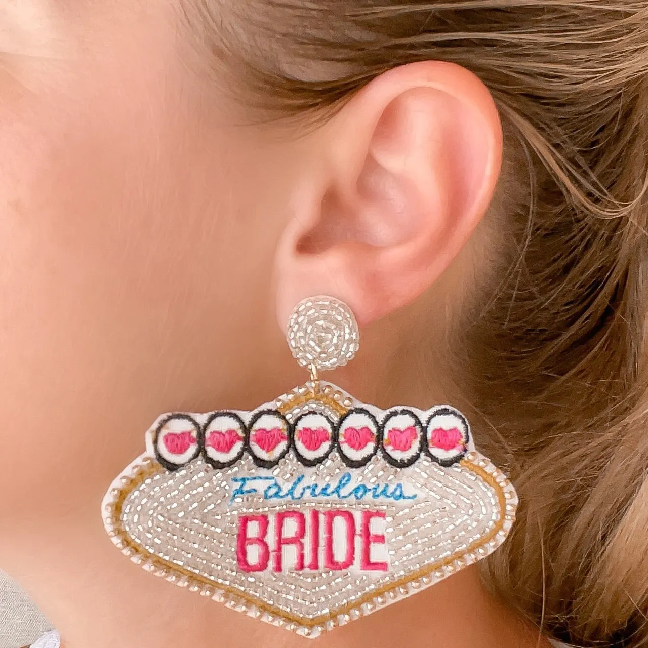 'Fabulous Bride' Vegas Beaded Dangle Earrings