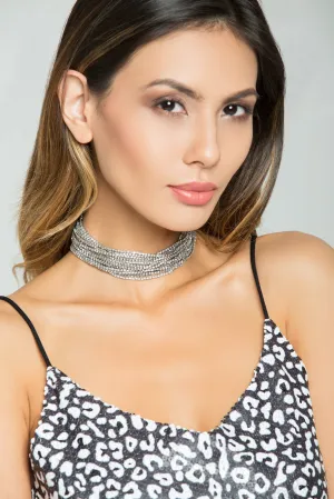 Faux Rhinestone Multi-tier Choker Necklace