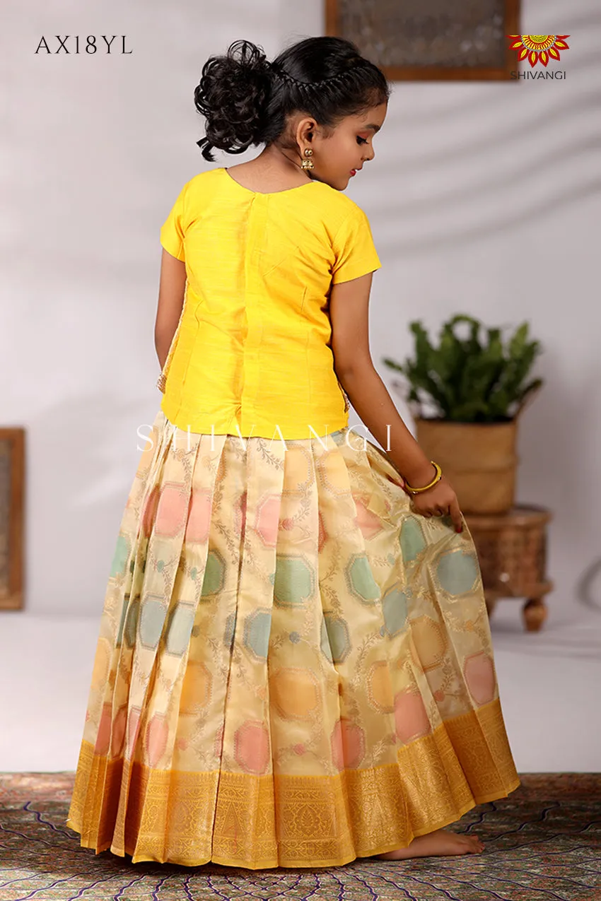 Festive Collection - Yellow Gem Stone Pattu Pavadai  !!!