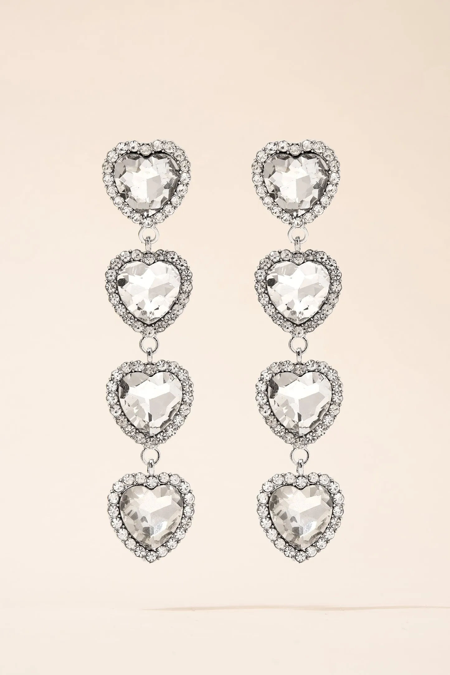 Francesca Glass Heart Drop Post Earrings