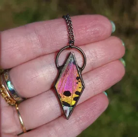 Fuschia Sunset Moth Wing Venus Necklace