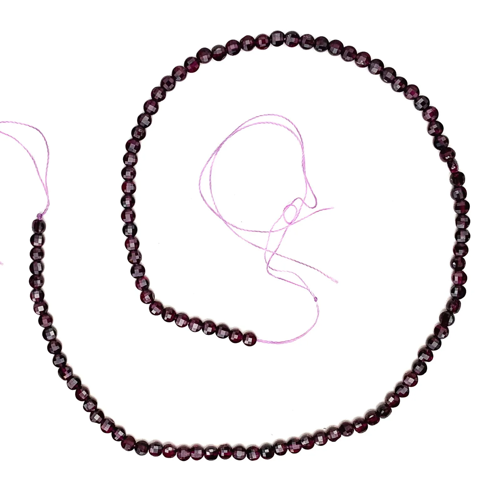 Garnet 4mm Faceted Coins Bead Strand