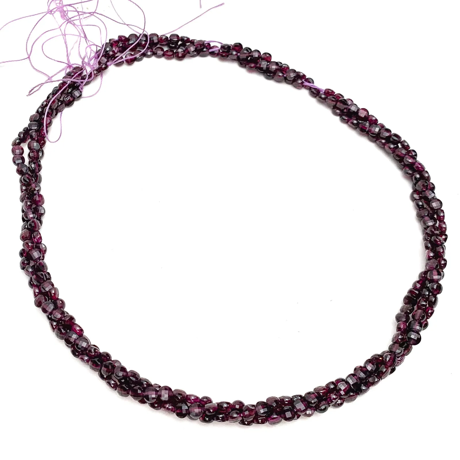 Garnet 4mm Faceted Coins Bead Strand