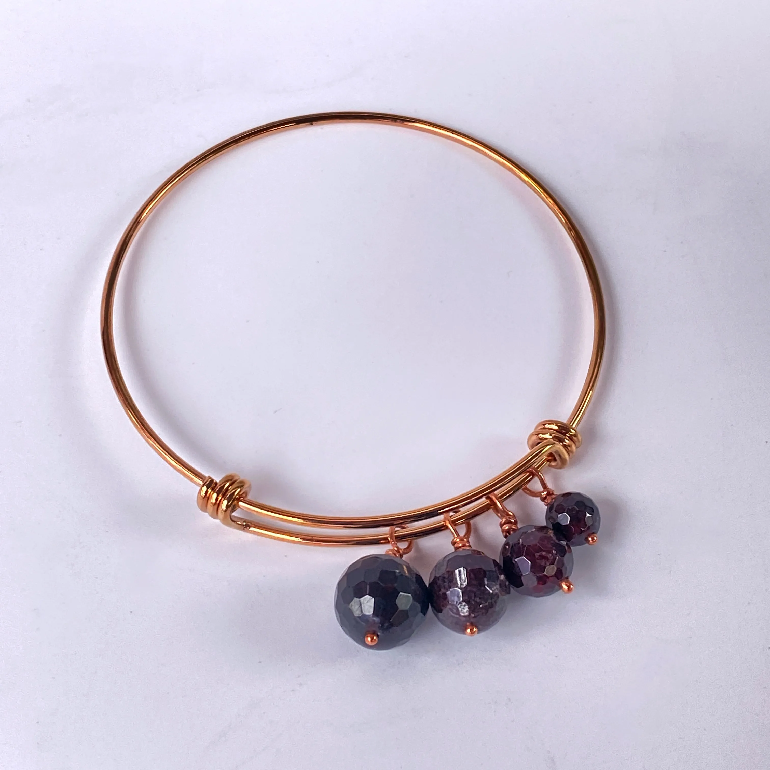 Garnet gemstone adjustable bangle