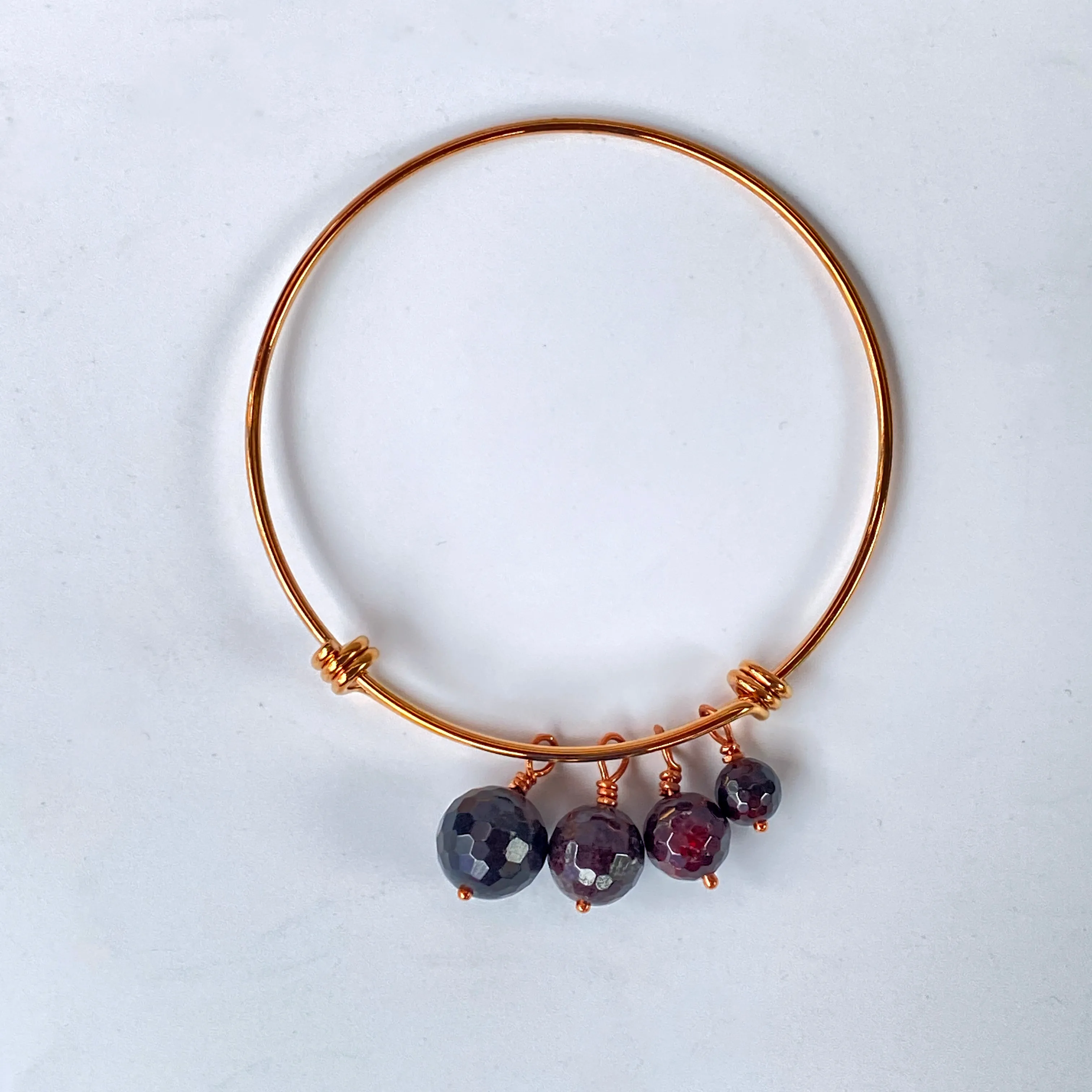 Garnet gemstone adjustable bangle