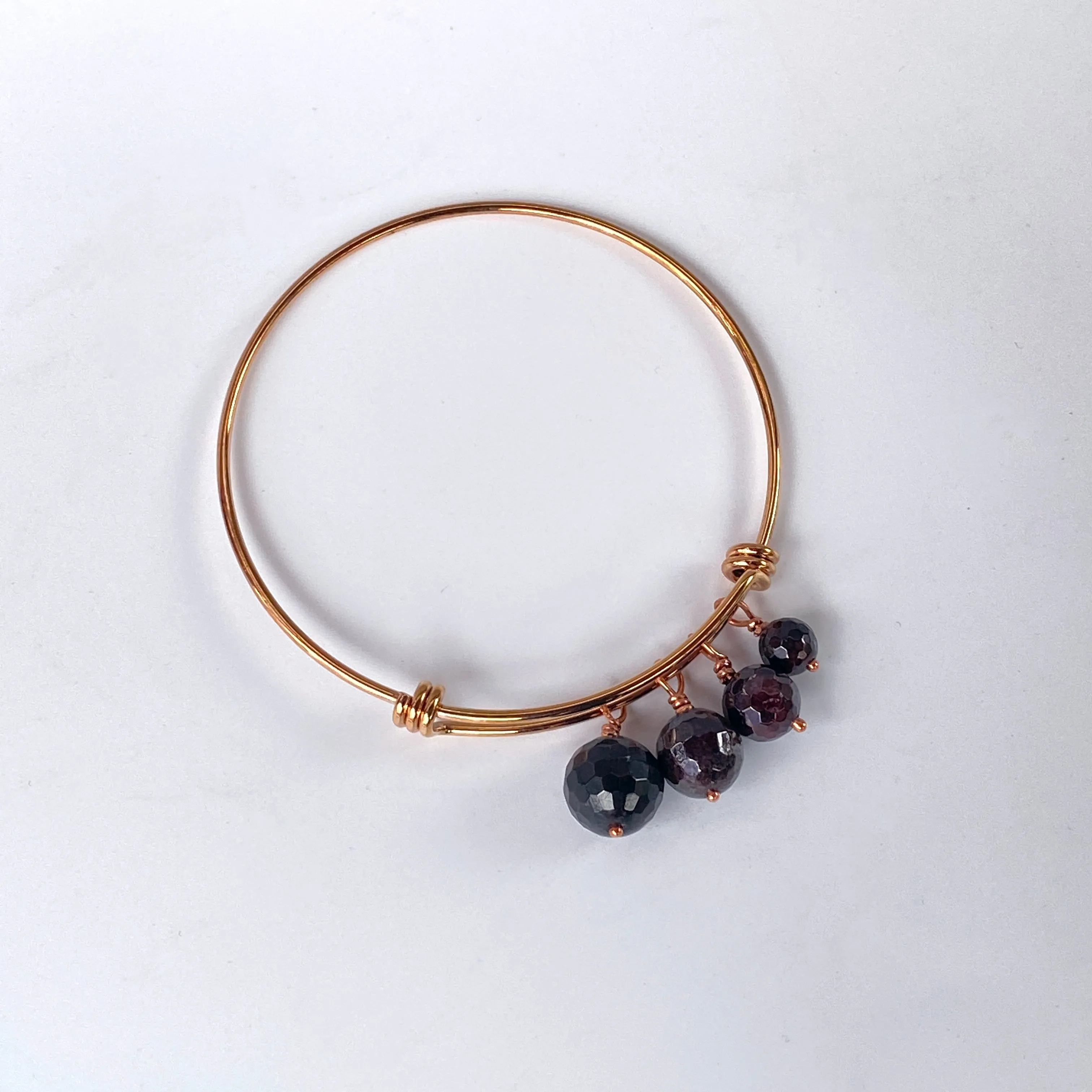 Garnet gemstone adjustable bangle