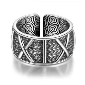 Geometric Shapes Signet 999 Genuine Silver Adjustable Vintage Punk Rock Ring