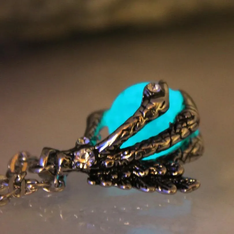 Glow In The Dark Dragon's Gem Claw Necklace