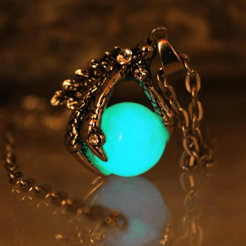 Glow In The Dark Dragon's Gem Claw Necklace