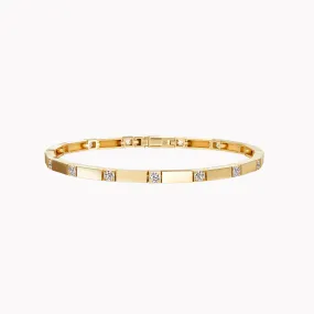 Gold Bar & Diamond Tennis Bracelet