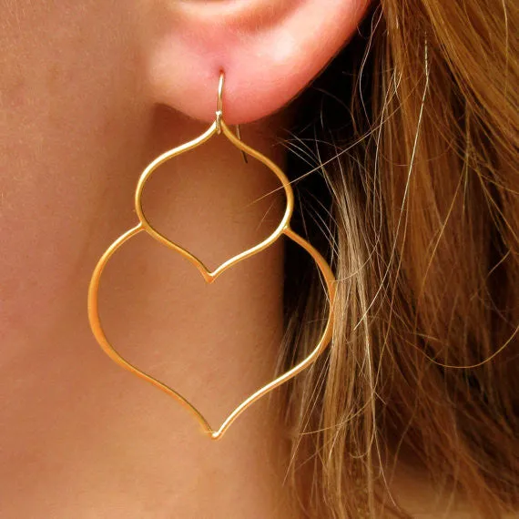 Gold Double Lotus Earrings