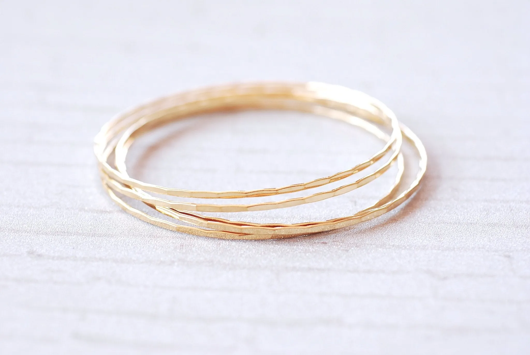 Gold Filled Hammered Bangle Bracelet Thin Simple Everyday Bracelet Jewelry Gold Minimalist Bangle Bracelet 14k Gold Filled Cuff GIFT