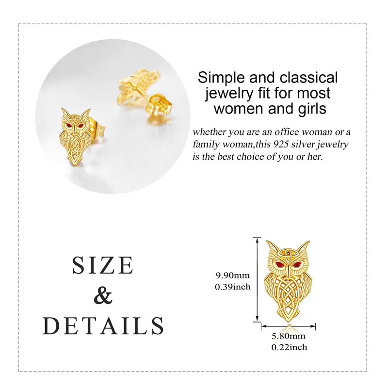 Gold Owl Earrings 14k Gold Owl Earrings Fine Gold Irish Celtic Knot Jewelry Christmas Gifts for Women Teen Girls