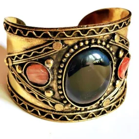 Gold Oxidized Vintage Black Metal Bangle Bracelet