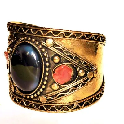 Gold Oxidized Vintage Black Metal Bangle Bracelet