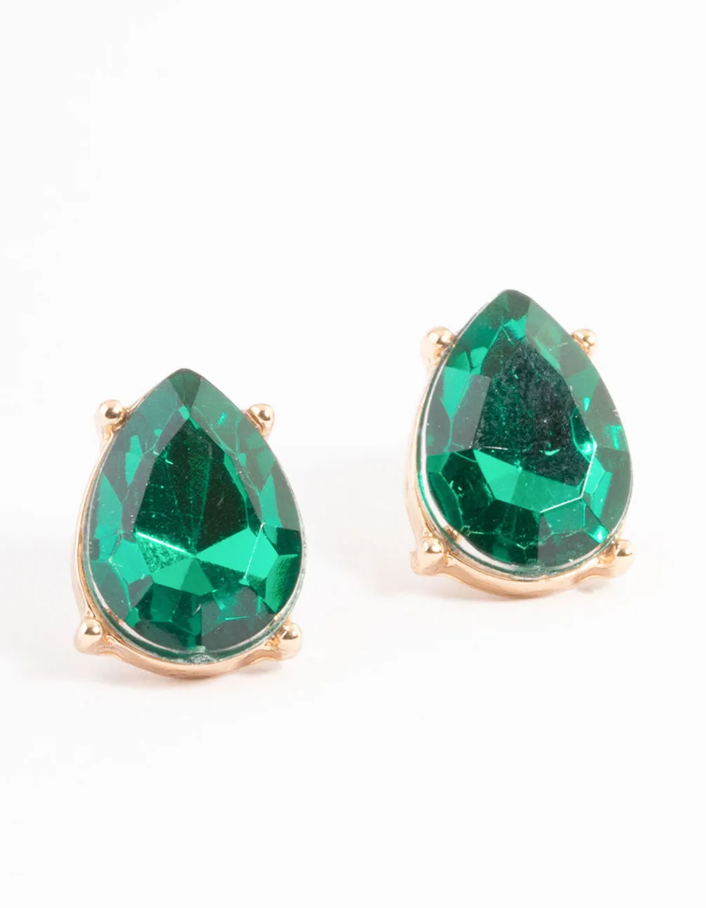 Green Pear Stud Earrings