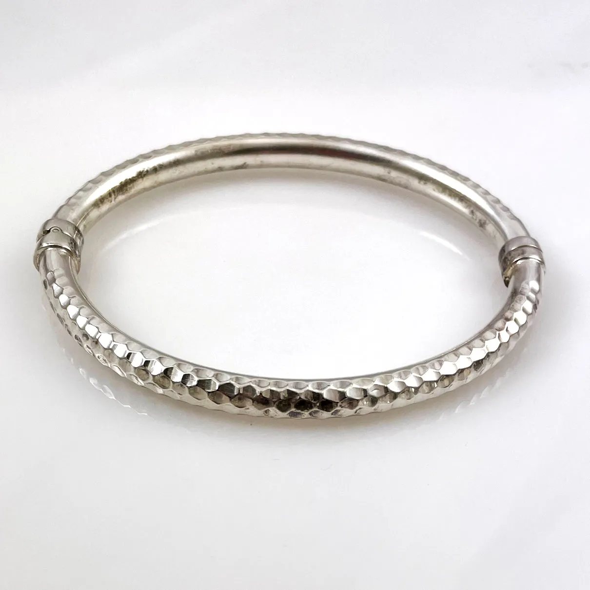 Hammered Sterling Hinged Bangle Bracelet