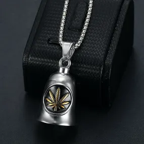 Hip hop retro punk motorcycle wind titanium steel room gold dual color maple leaf riding exorcism bell pendant