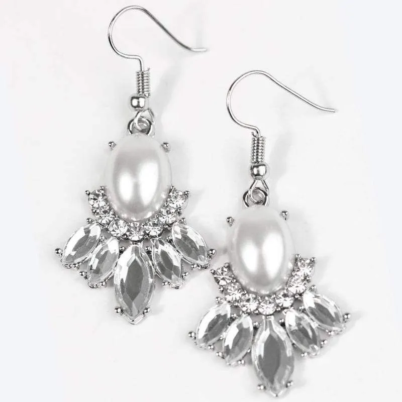 International Idol White Gem Earrings