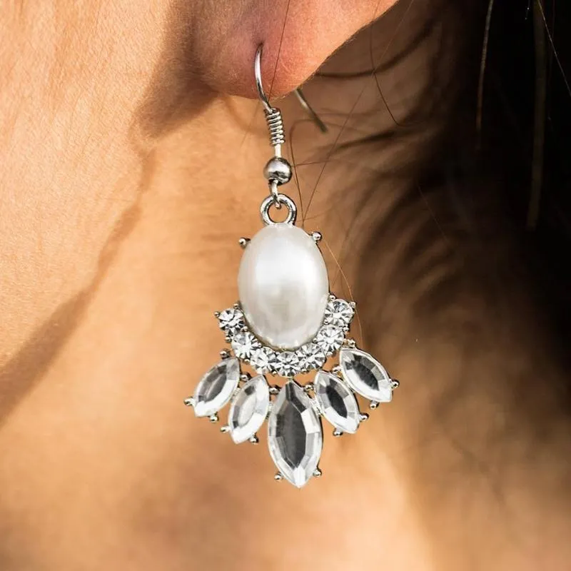 International Idol White Gem Earrings