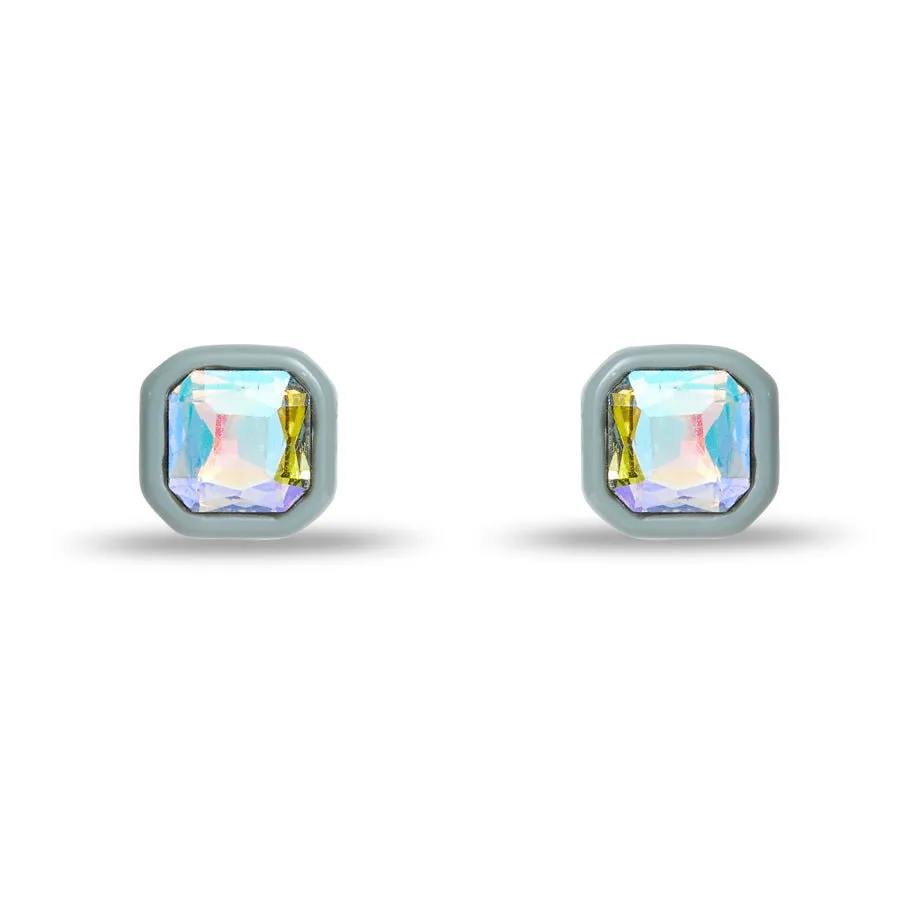 IRIDESCENT FOG GEM STUD EARRINGS