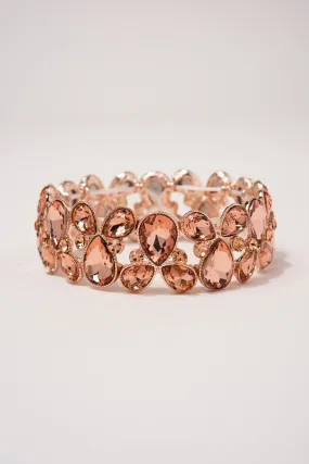 Jasmine Rhinestone Statement Bracelet - Rose