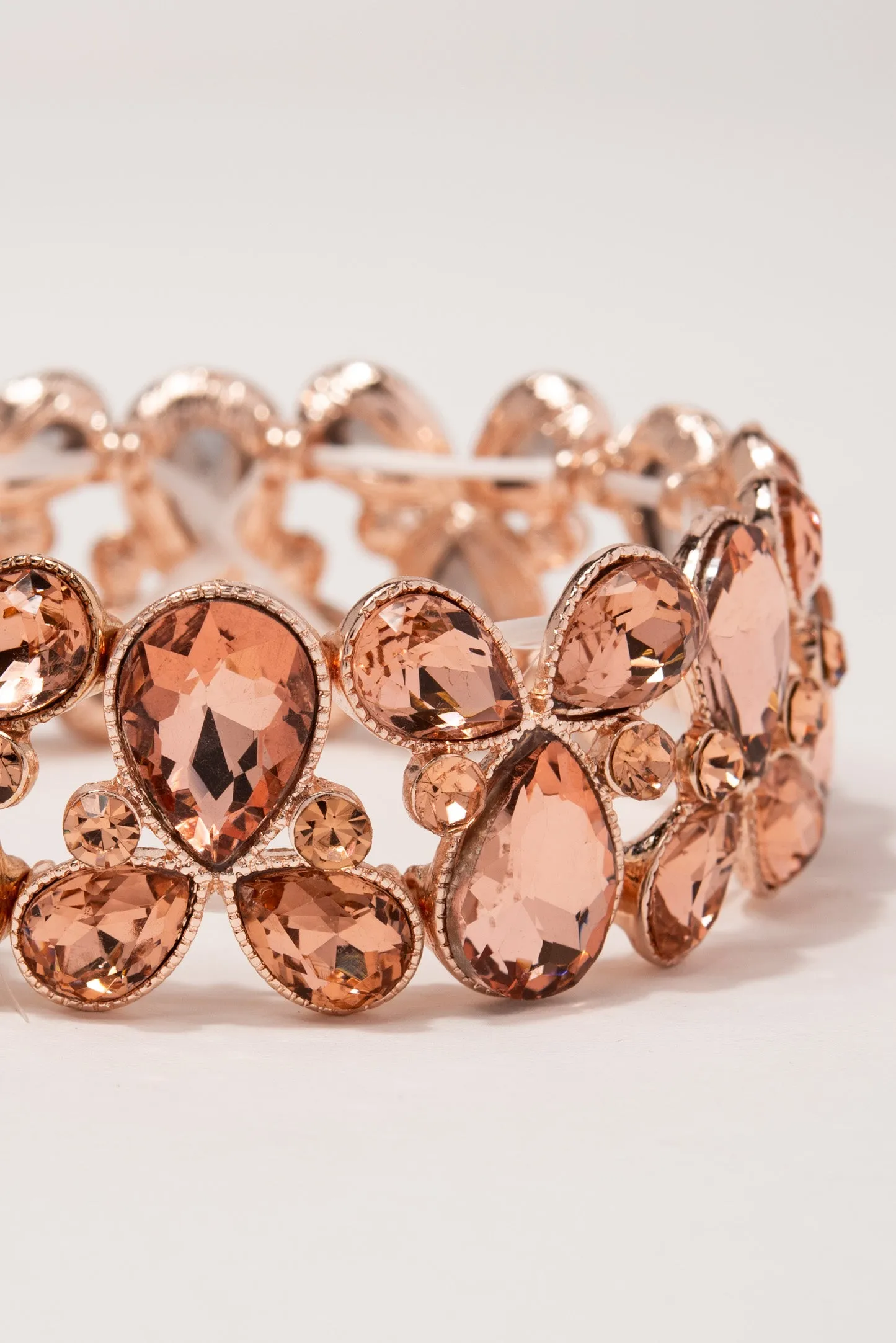 Jasmine Rhinestone Statement Bracelet - Rose