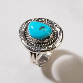 Joe Piaso Jr. Sleeping Beauty Turquoise Navajo USA Native American Made 925 Sterling Silver Ring