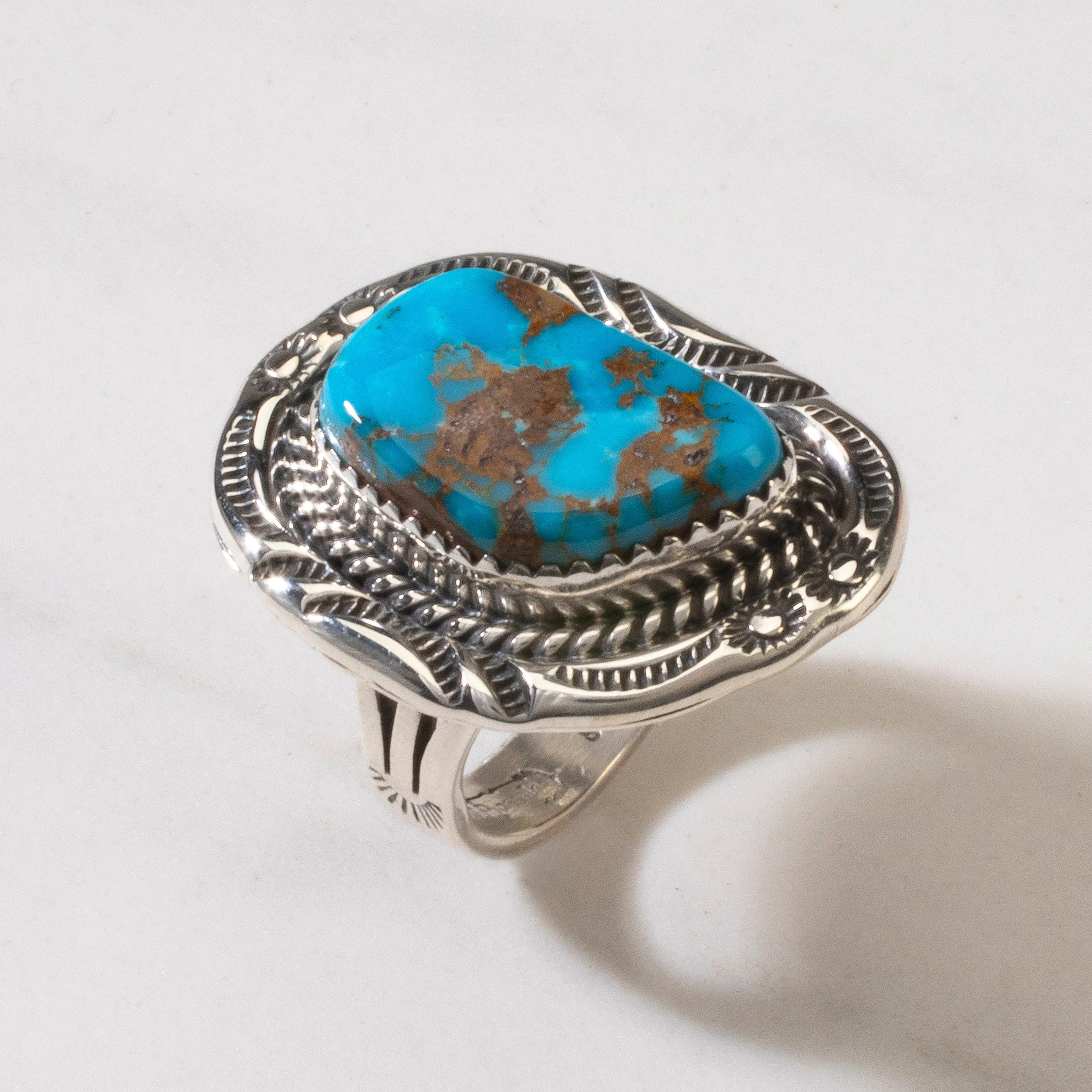 Joe Piaso Jr. Sleeping Beauty Turquoise Navajo USA Native American Made 925 Sterling Silver Ring