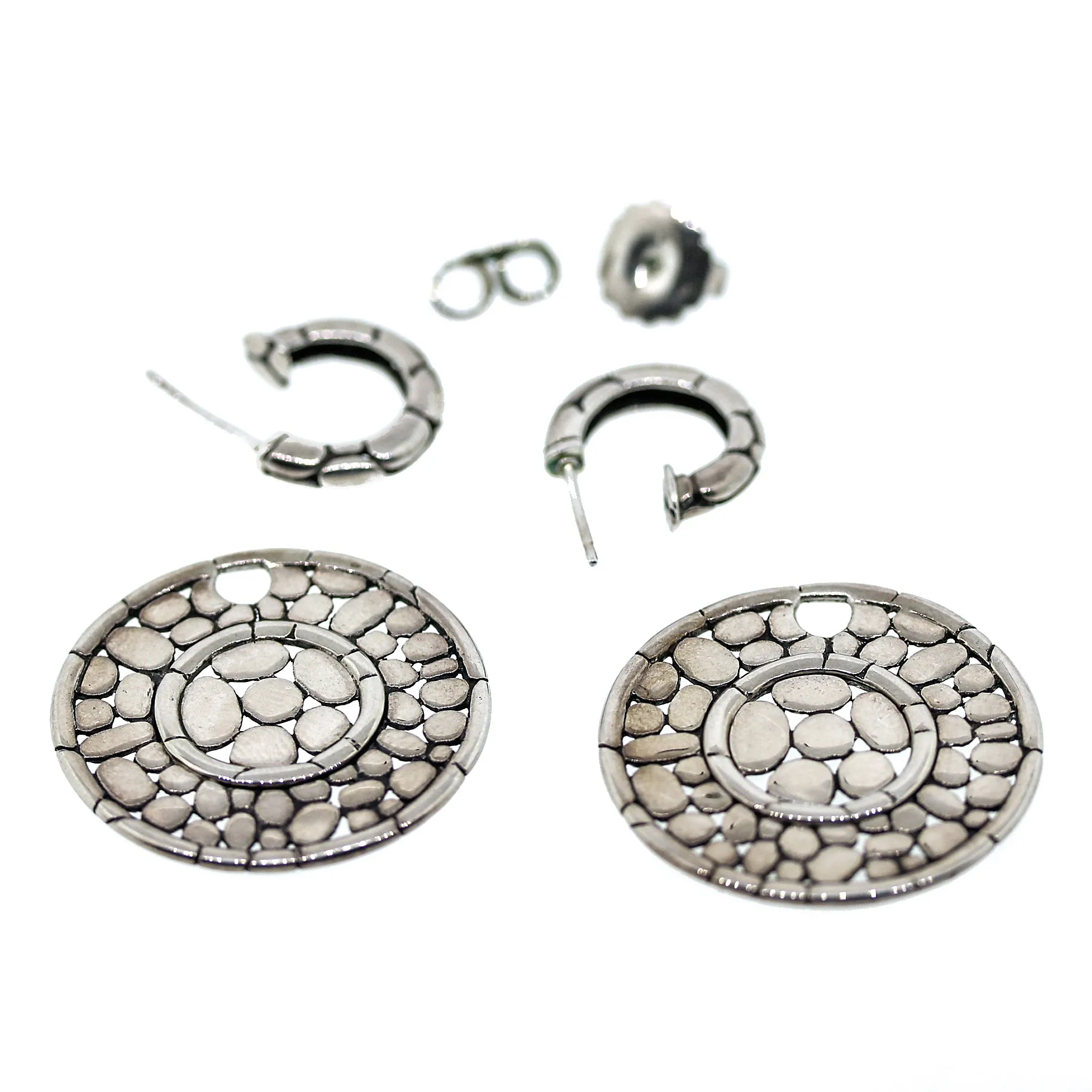 John Hardy Kali Pebble Disc Drop Earrings