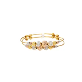 Kid's 22K Multi-Tone Gold Double Layer Beaded Bangle (7.3gm)