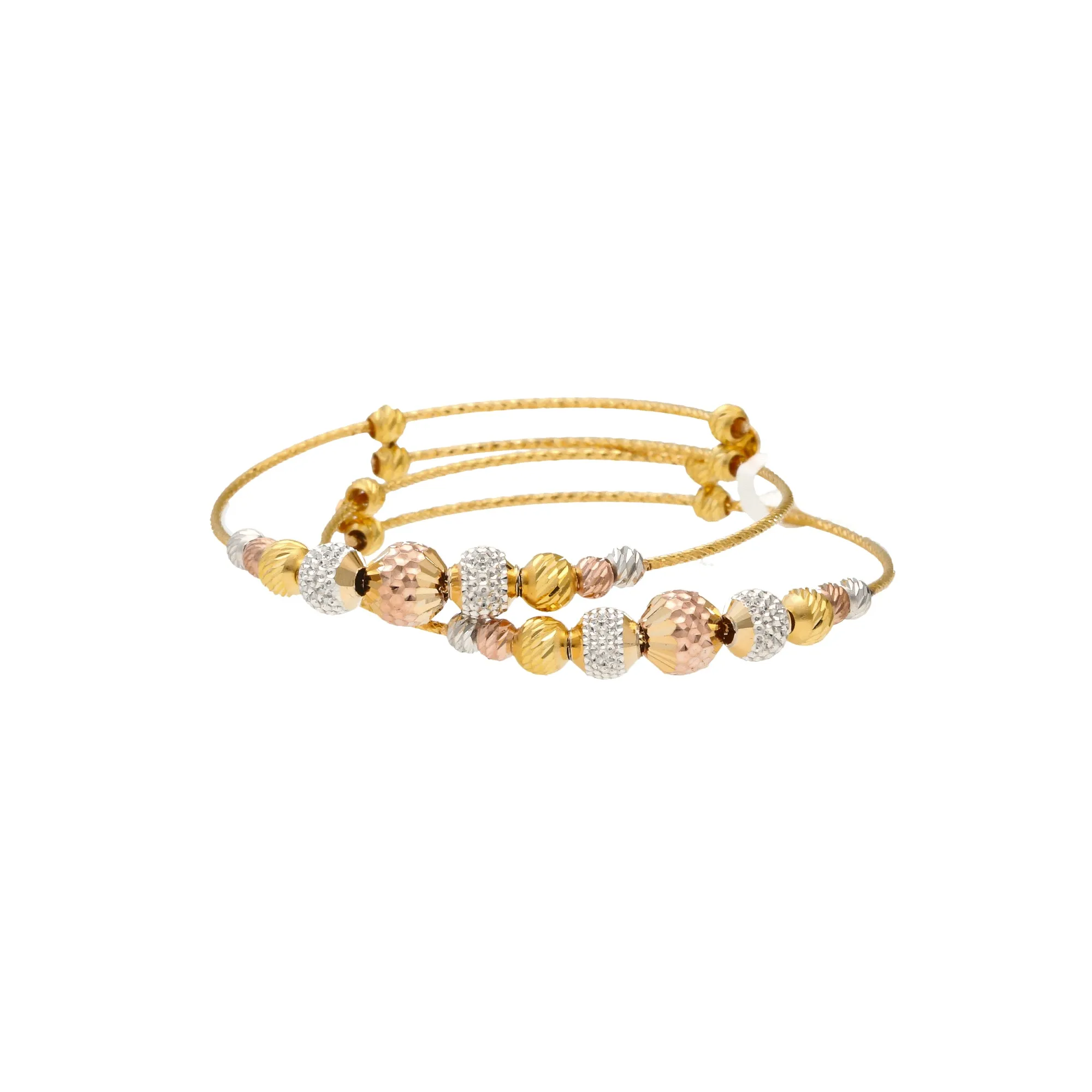 Kid's 22K Multi-Tone Gold Double Layer Beaded Bangle (7.3gm)