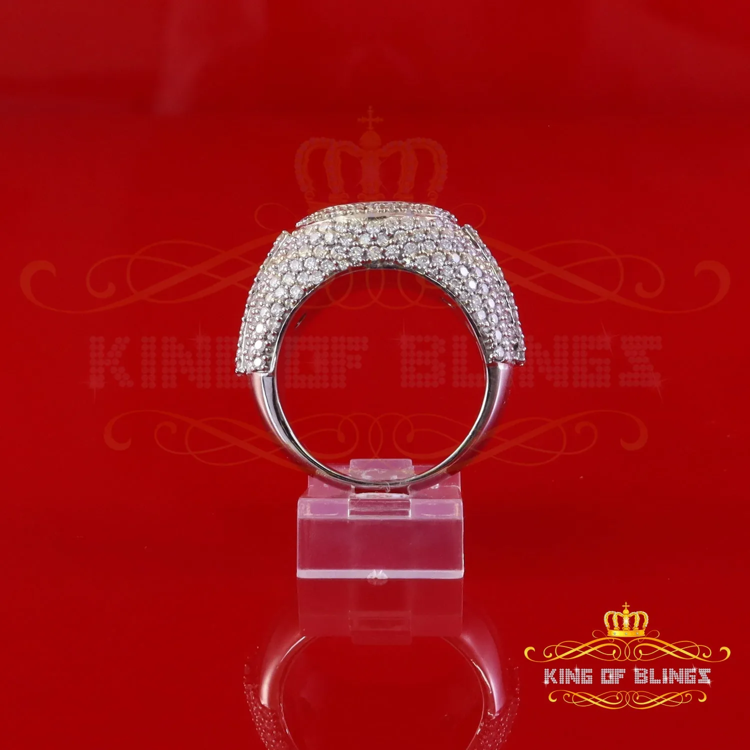 King of Bling's Men's/Womens 925 Silv White 5.50ct Buguette VVS 'D' Moissanite Round Ring SZ 10