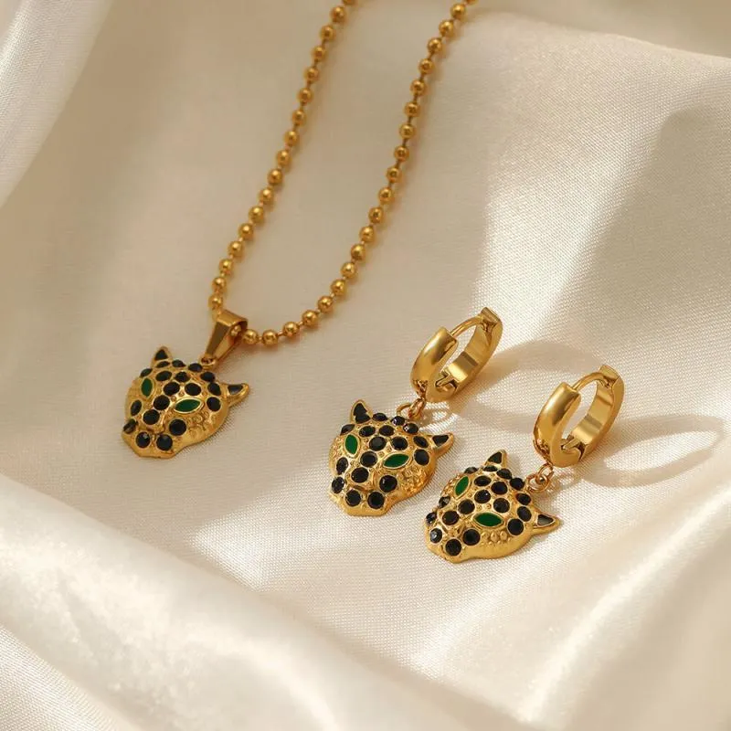 Leopard Diamond Earring Necklace