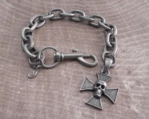 Link Hack Bracelet with Skull Iron Cross