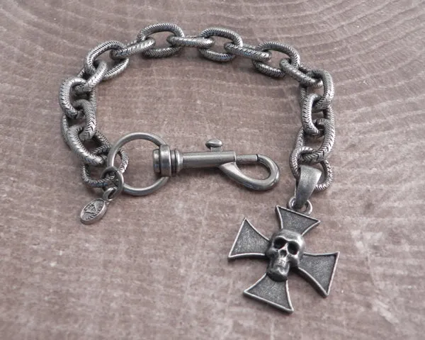 Link Hack Bracelet with Skull Iron Cross