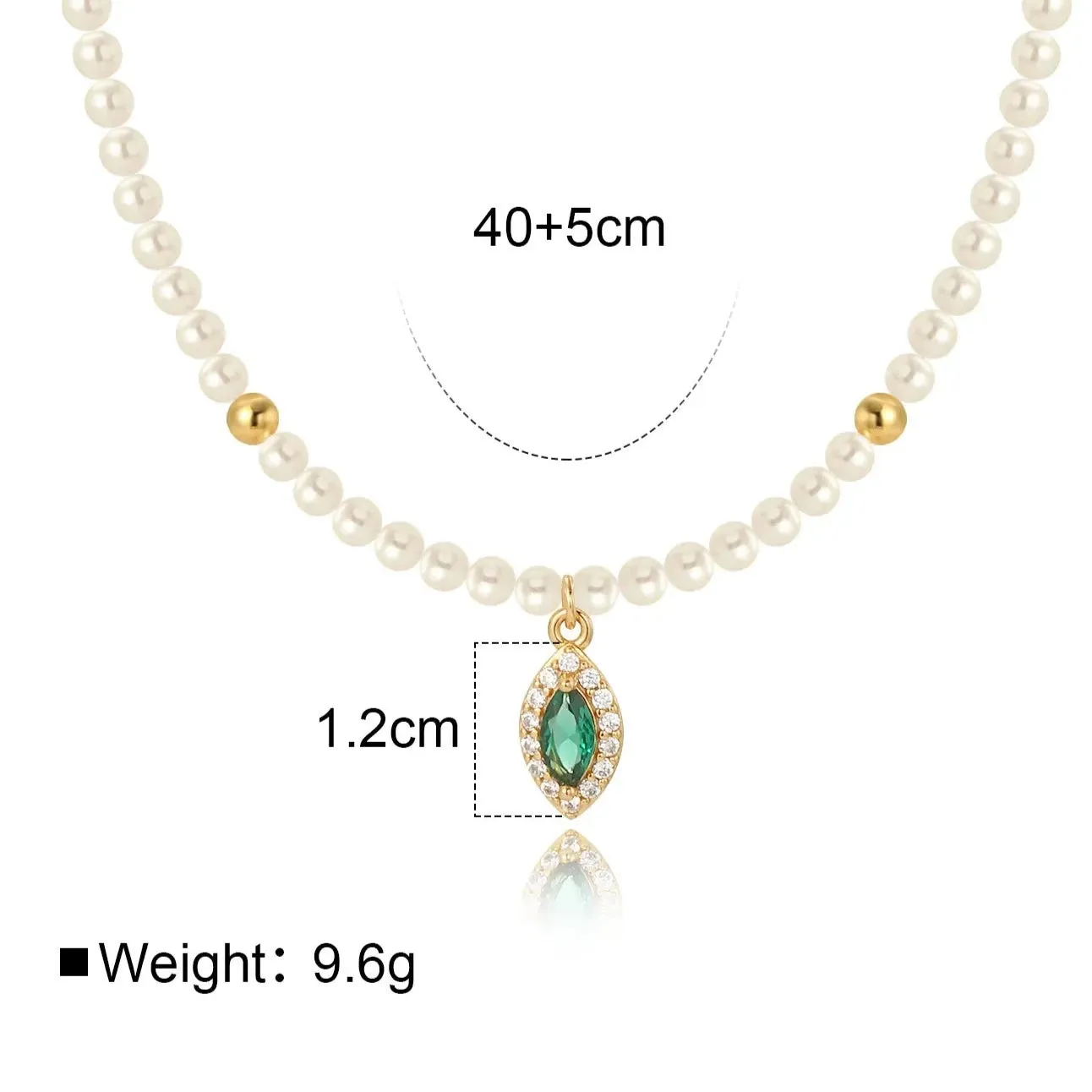 Luxe Oval Emerald Gemstone Pearl Necklace