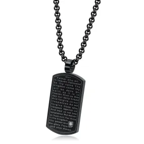 Men's Necklace with Our Father Whoart In Heaven Dog Tag Pendant Religious Jewelry Military Necklace