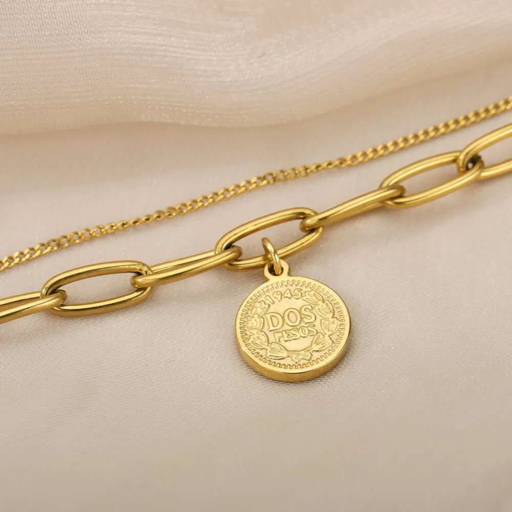 Multilayer Coin Chain Bracelet